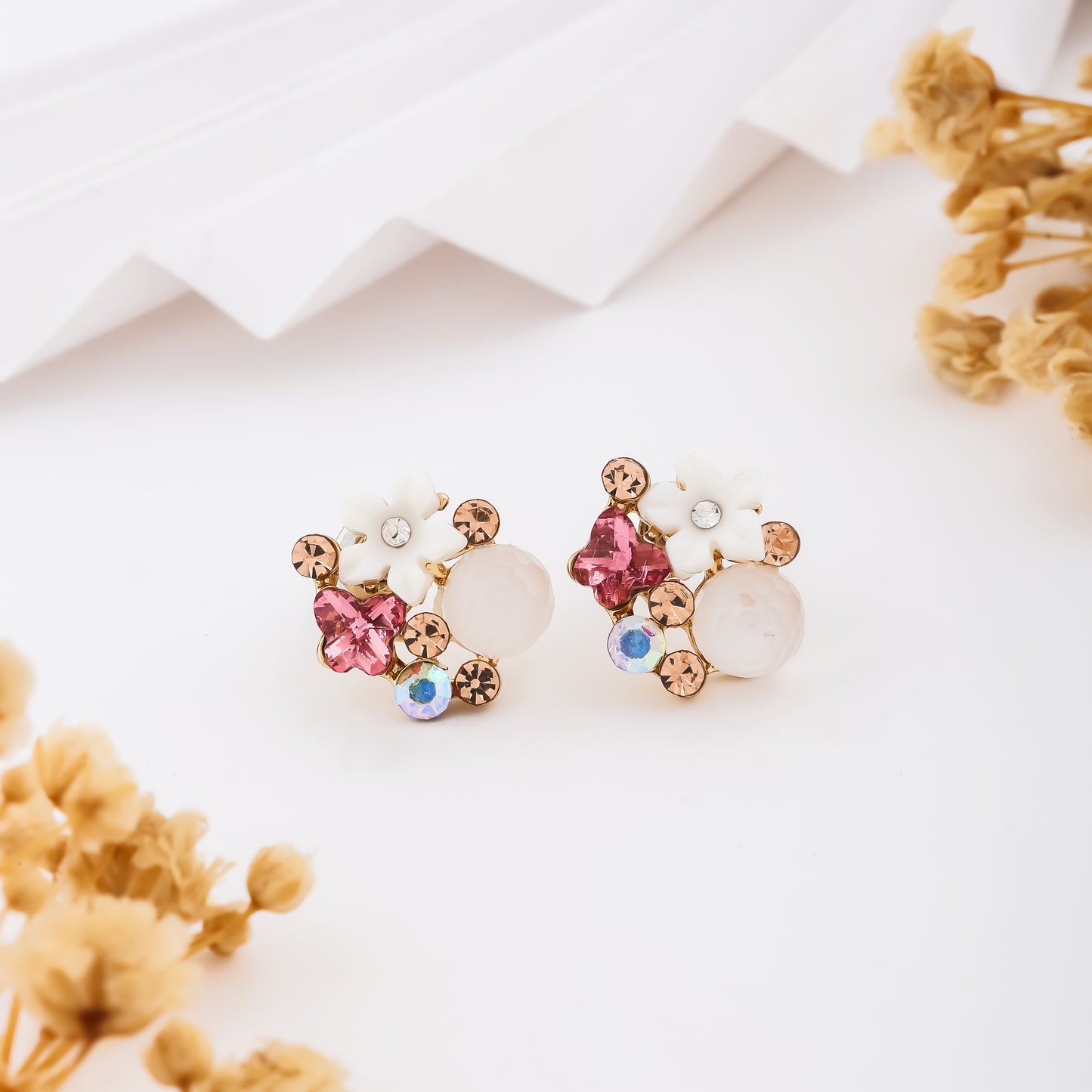 Pink Radiance Floral Earrings