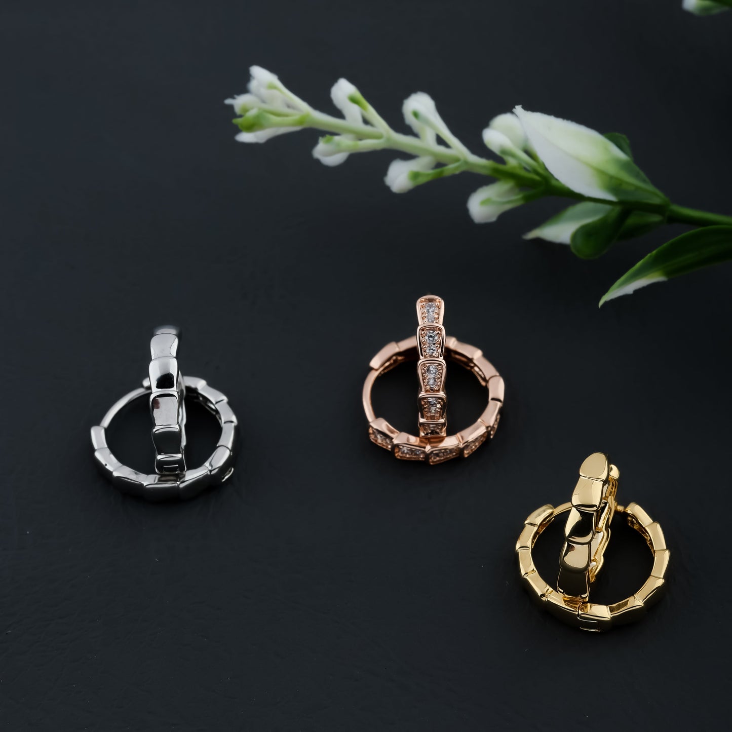 Serpenti Hoop Earrings (Tri Color) for Daily Use