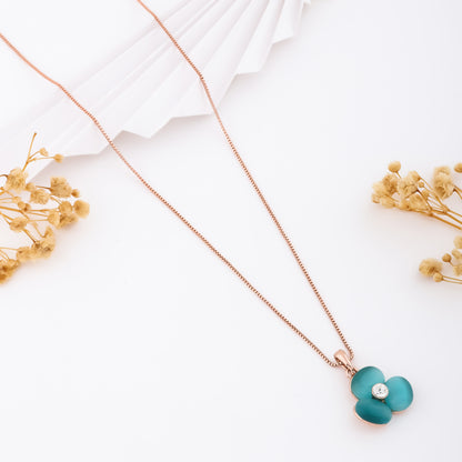 Turquoise Color Stone Necklace(Rose Gold)